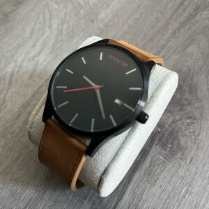 MVMT Black Watch with Tan Strap